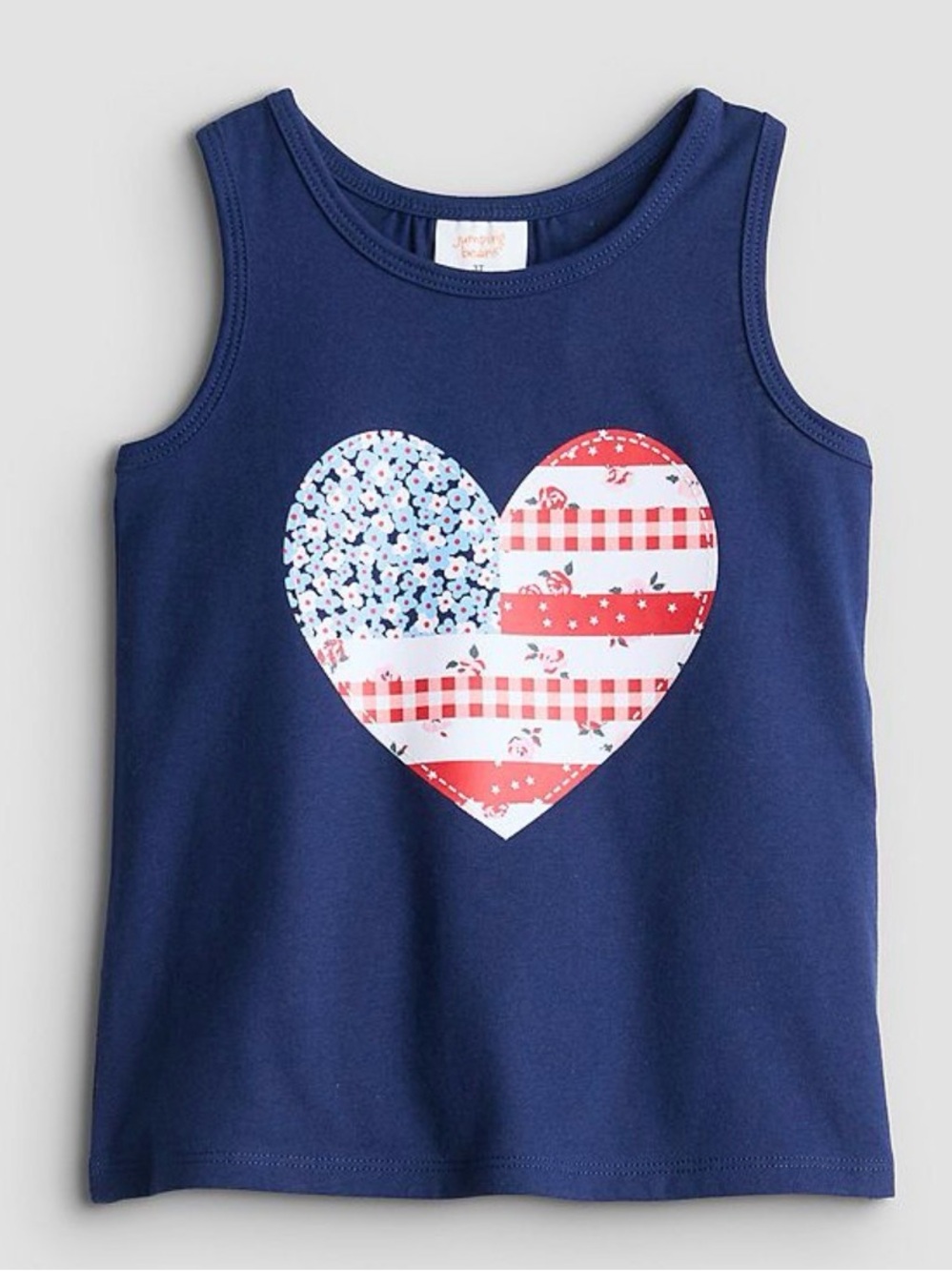 Navy Patchwork Graphic Summer Tank Top for 5T Girl Americana